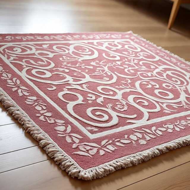 Hand Knotted Wool Oushak Rug, Pink Multicolor Geometric Area Rug - image 1