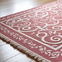 Hand Knotted Wool Oushak Rug, Pink Multicolor Geometric Area Rug - thumbnail 3