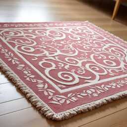 Hand Knotted Wool Oushak Rug, Pink Multicolor Geometric Area Rug - thumbnail 1