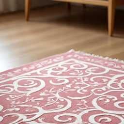 Hand Knotted Wool Oushak Rug, Pink Multicolor Geometric Area Rug - thumbnail 4