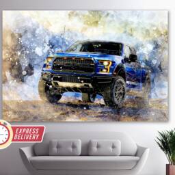 Ford F150 Raptor Truck Canvas Print, Off Road Wall Art, Poster, Decor, Pickup - thumbnail 3