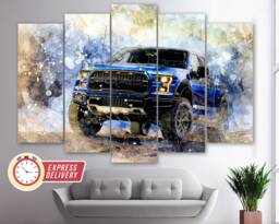 Ford F150 Raptor Truck Canvas Print, Off Road Wall Art, Poster, Decor, Pickup - thumbnail 1