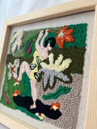 Framed Textile Wall Art Dancing Woman, Handmade Woven Decor - thumbnail 1