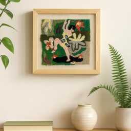 Framed Textile Wall Art Dancing Woman, Handmade Woven Decor - thumbnail 2