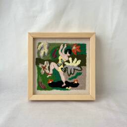 Framed Textile Wall Art Dancing Woman, Handmade Woven Decor - thumbnail 3