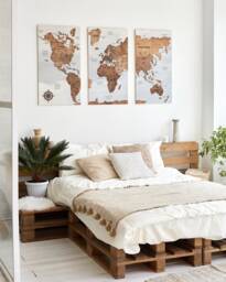 3D World Map Wall Art, Wooden Push Pin, Personalized Travel Map, Above Bed Decor, Pin Board Apartment Decor Of The - thumbnail 1