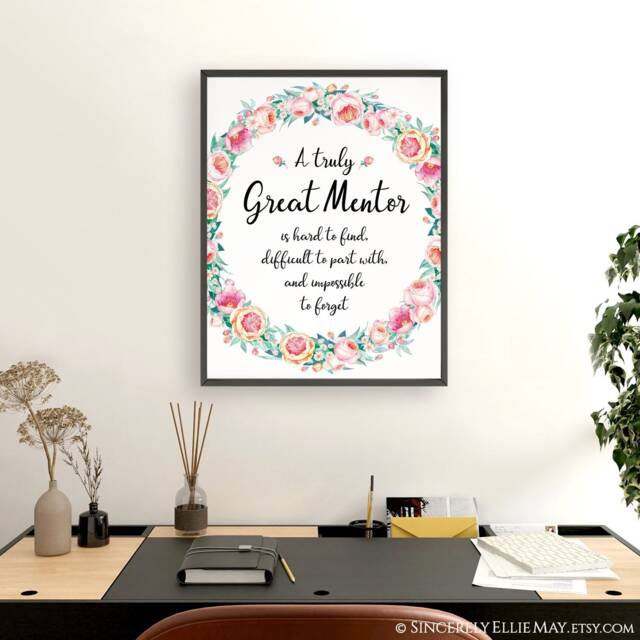 Mentor Thank You Gift Floral Wreath Art Print - Digital Download - image 1