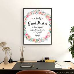 Mentor Thank You Gift Floral Wreath Art Print - Digital Download - thumbnail 1