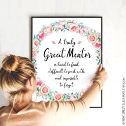 Mentor Thank You Gift Floral Wreath Art Print - Digital Download - thumbnail 2