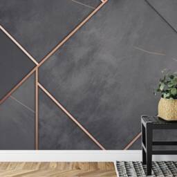 Charcoal Gray Marble Rose Gold Geometric Wallpaper Mural, Peel & Stick - thumbnail 3