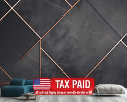 Charcoal Gray Marble Rose Gold Geometric Wallpaper Mural, Peel & Stick