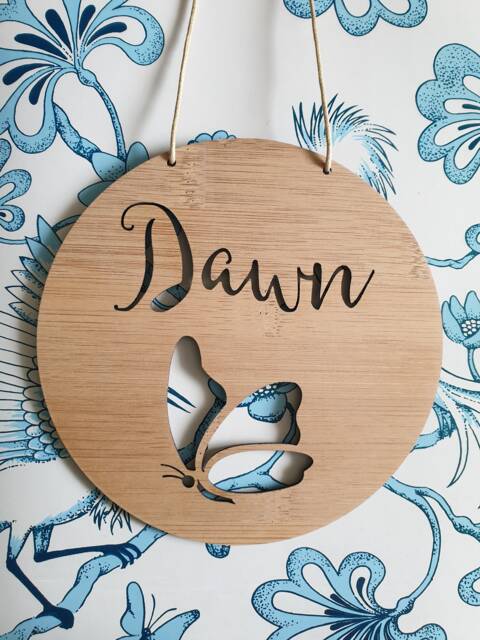 Personalised Wooden Wall-Door Hanging Butterfly Plaque-Wall Hanging-Kids Door Sign-Custom Name-Kids Gift-Baby Gift-Lasercut-Personalized - image 1