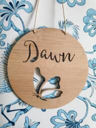 Personalised Wooden Wall-Door Hanging Butterfly Plaque-Wall Hanging-Kids Door Sign-Custom Name-Kids Gift-Baby Gift-Lasercut-Personalized - thumbnail 1