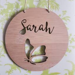 Personalised Wooden Wall-Door Hanging Butterfly Plaque-Wall Hanging-Kids Door Sign-Custom Name-Kids Gift-Baby Gift-Lasercut-Personalized - thumbnail 3