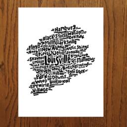 "Louisville Metro Map Art Print - Signed 8.5"" X 11" - thumbnail 2