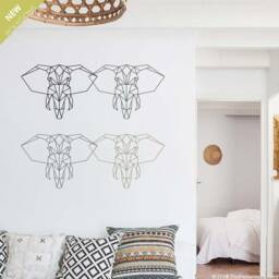 Geometric Elephant Head Wall Decal Polygon Animal Sticker - thumbnail 3