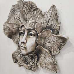 Green Girl Face Wall Plaque Home Decor Leaf - thumbnail 2
