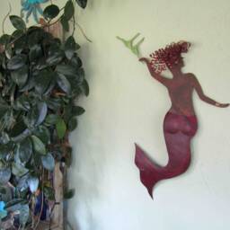 Upcycled Metal Mermaid Wall Art - Sassy Home Decor - 15x27 - thumbnail 3