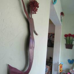 Upcycled Metal Mermaid Wall Art - Sassy Home Decor - 15x27 - thumbnail 2