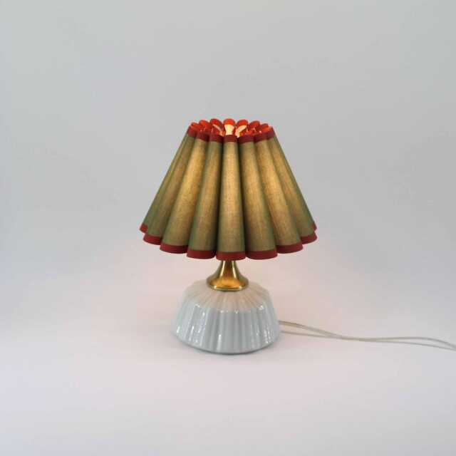 Handmade Moss Green Fabric Lamp With Ceramic Base-50# - image 1
