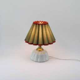 Handmade Moss Green Fabric Lamp With Ceramic Base-50#