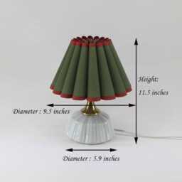 Handmade Moss Green Fabric Lamp With Ceramic Base-50# - thumbnail 3
