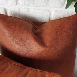 Terracotta Faux Leather Pillow Covers - Set Of 3 - 18x18'' Zen Pattern - thumbnail 4