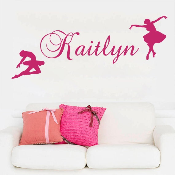 Wall Decal Name Personalized Custom Decals Ballet Dancing Dancer Ballerina Vinyl Sticker Home Decor Art Mural Girls Room Nursery Op41 - image 1