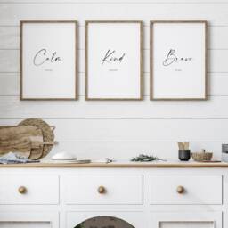 Calm Mind, Kind Heart, Brave Soul - Set Of 3 Prints - Gallery Wall Art Room D??cor Mindful Gift Typography Posters Unframed - thumbnail 4