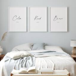 Calm Mind, Kind Heart, Brave Soul - Set Of 3 Prints - Gallery Wall Art Room D??cor Mindful Gift Typography Posters Unframed - thumbnail 1