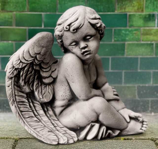 Concrete Baby Angel Figurine Stone Statue Outdoor Memorial Children Decoration Sleeping Ornament Guardian Home Sculpture Gift - image 1