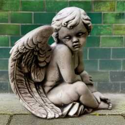 Concrete Baby Angel Figurine Stone Statue Outdoor Memorial Children Decoration Sleeping Ornament Guardian Home Sculpture Gift - thumbnail 3