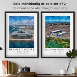 Goodbye Goodison 1892-2025 Art Painting Print - Poster Showing Everton Area in Liverpool Impressionist Gift For Him Bramley-Moore Set Of 2 - thumbnail 2