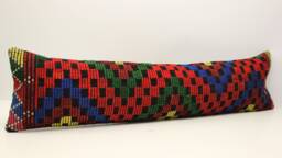 Handmade Kilim Lumbar Pillow Cover, King Size 12x48 - thumbnail 1