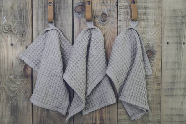 Linen Waffle Face Towels Set Of 3 Organic Cotton Blend - image 1