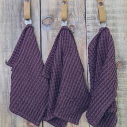 Linen Waffle Face Towels Set Of 3 Organic Cotton Blend - thumbnail 3