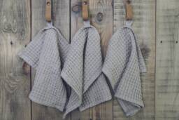 Linen Waffle Face Towels Set Of 3 Organic Cotton Blend - thumbnail 1