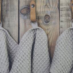 Linen Waffle Face Towels Set Of 3 Organic Cotton Blend - thumbnail 2