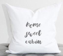 Home Sweet Cabin Pillow Cover, Housewarming Gift, Wedding Funny Pillow, Christmas, Word Cabin Lake Lakehouse - thumbnail 2