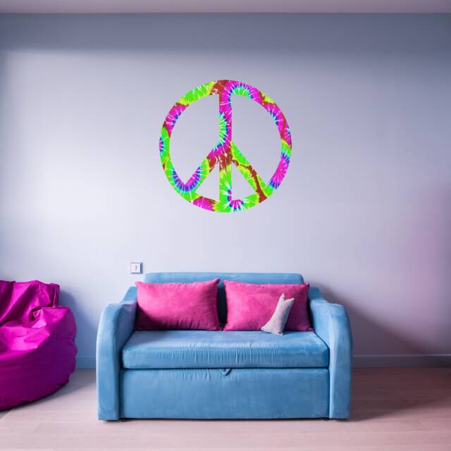 Peace Sign Wall Art Decal Tie Dye Decor - Vwaq Pc15