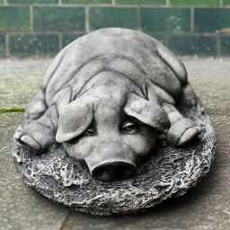 Relaxing Stone Pig Statue Concrete Figurine Outdoor Farm Animal Ornament Handmade Sculpture Farmhouse Decor Cement Art - thumbnail 1