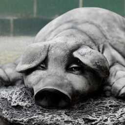 Relaxing Stone Pig Statue Concrete Figurine Outdoor Farm Animal Ornament Handmade Sculpture Farmhouse Decor Cement Art - thumbnail 2