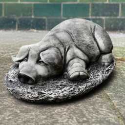 Relaxing Stone Pig Statue Concrete Figurine Outdoor Farm Animal Ornament Handmade Sculpture Farmhouse Decor Cement Art - thumbnail 3