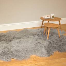 Large Sheepskin Rug, Dusky Pink Tibetan Sheepskin, Large Fur Bed Throw , Mongolian Rug - thumbnail 2