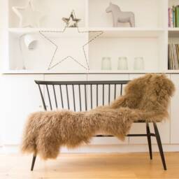 Large Sheepskin Rug, Dusky Pink Tibetan Sheepskin, Large Fur Bed Throw , Mongolian Rug - thumbnail 4