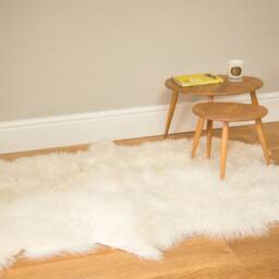 Large Sheepskin Rug, Dusky Pink Tibetan Sheepskin, Large Fur Bed Throw , Mongolian Rug - thumbnail 3