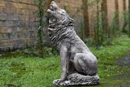 Large Howling Wolf Statue Cement Wolf Figurine Outdoor Cement Decor Concrete Sculpture Garden Ornament Unique Animal - thumbnail 1