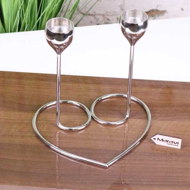 Tansari Heart Candle Holder Chrome Metal - image 1