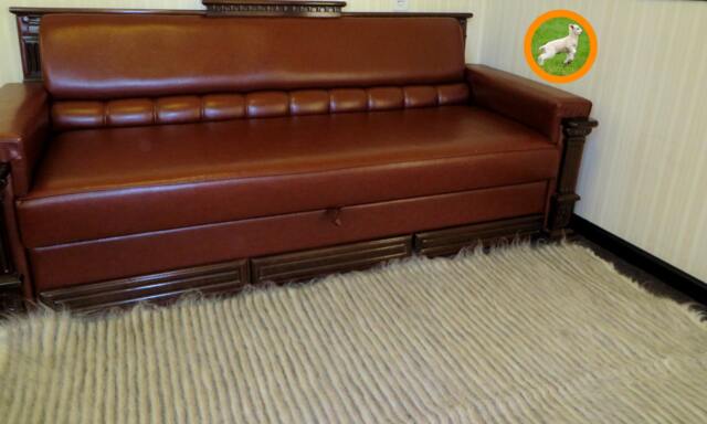 Handwoven Fuzzy Wool Rug Striped Shaggy Area Rug - image 1