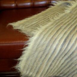 Handwoven Fuzzy Wool Rug Striped Shaggy Area Rug - thumbnail 3